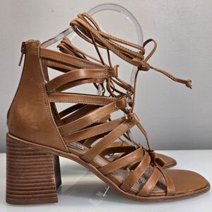 Steve Madden Heel Sandals Women Size 9 Cherri 30 Brown Leather Strappy Gladiator